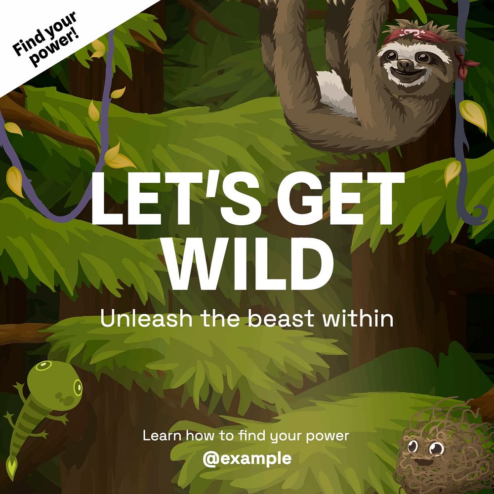 Get wild Instagram post template, glitch game editable design