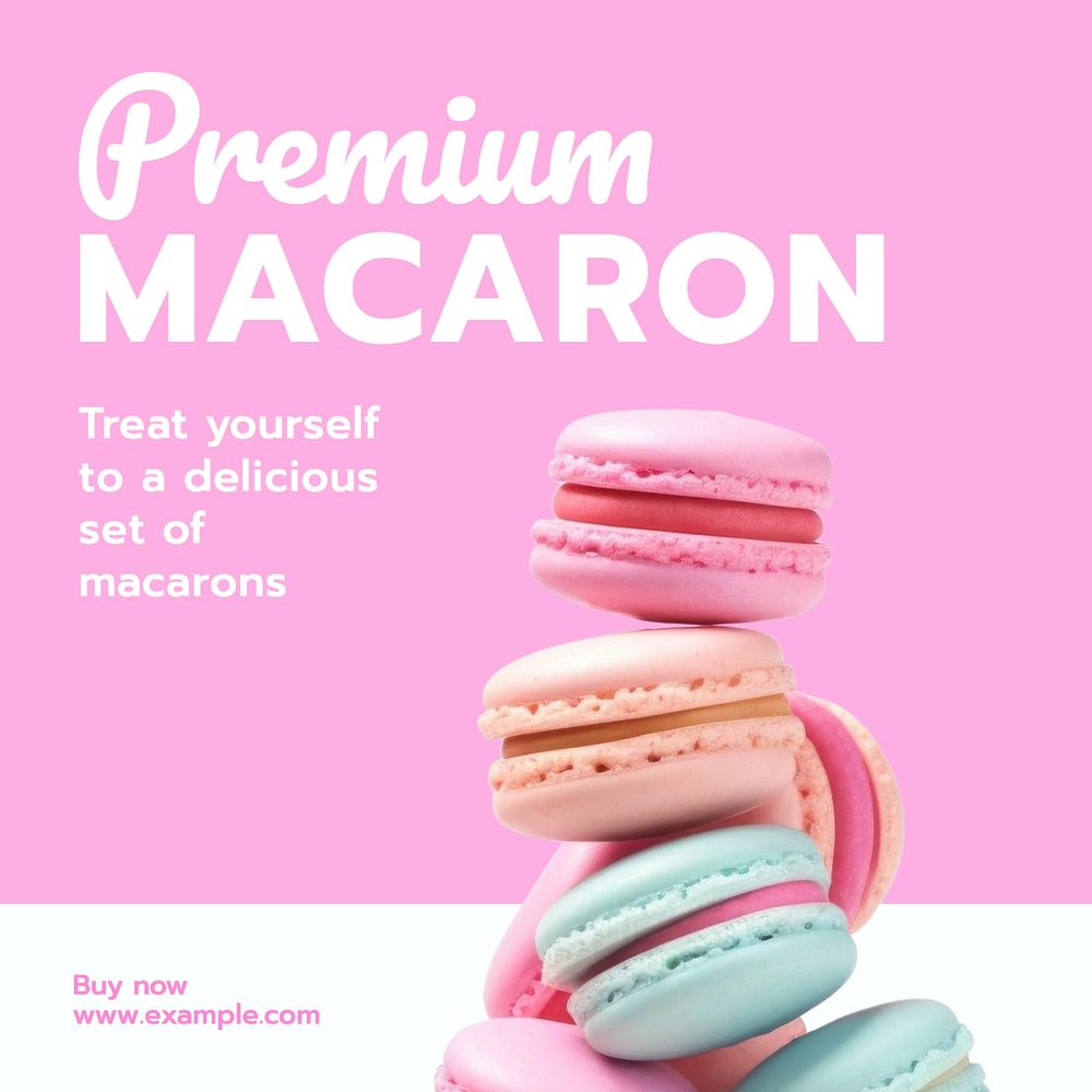 Macaron shop Instagram post template, editable text