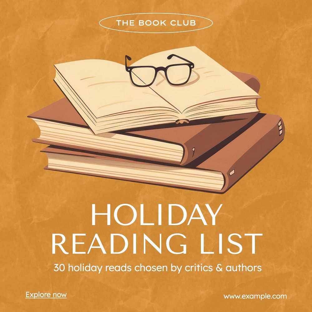 Holiday reading & books Instagram post template, editable text