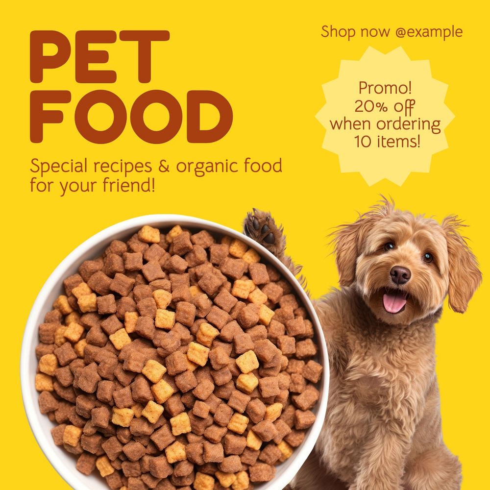 Pet food Instagram post template, editable text