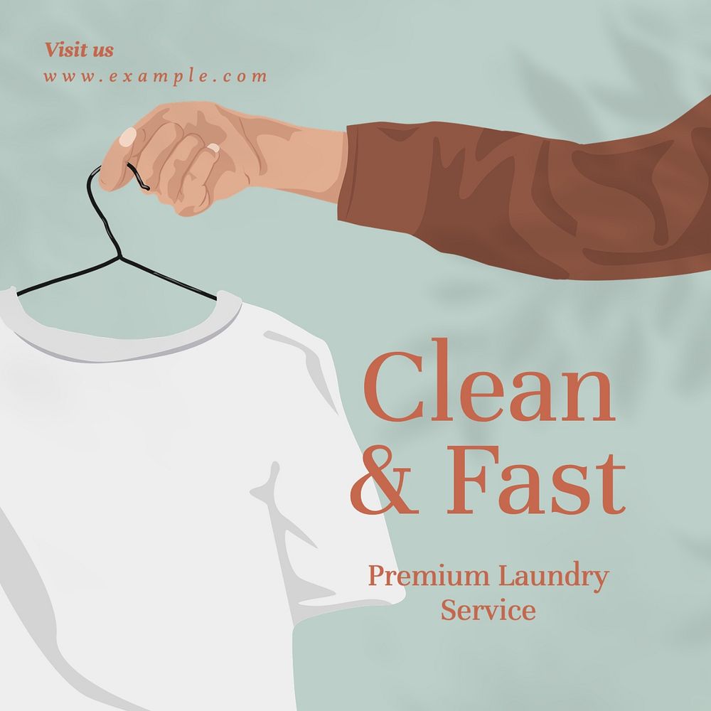 Laundry service post template, editable social media design