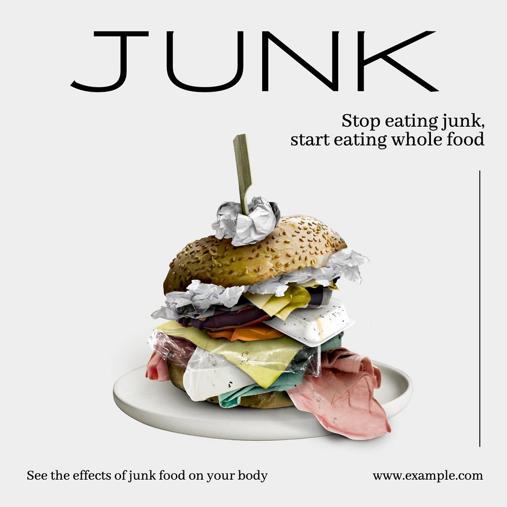 Junk food Facebook post template, editable design