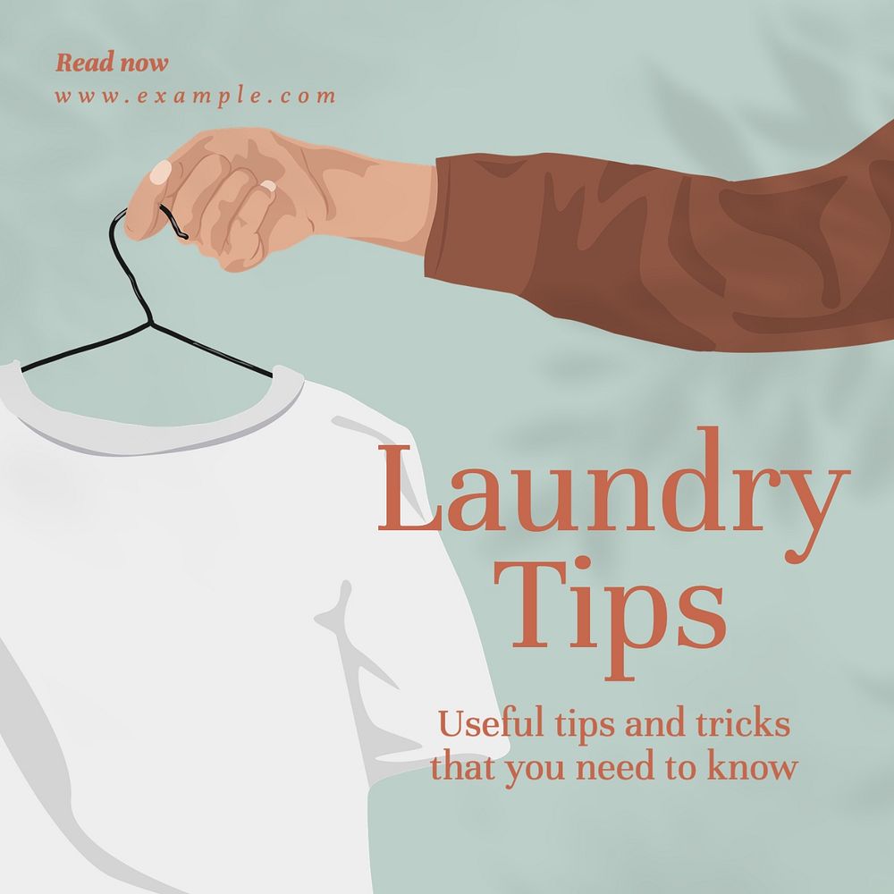 Laundry tips post template, editable social media design