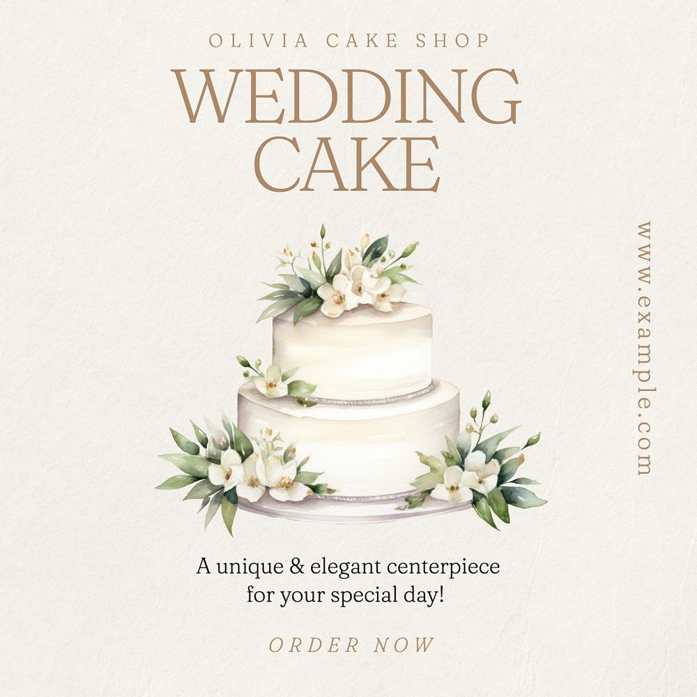 Wedding cake Instagram post template, editable text