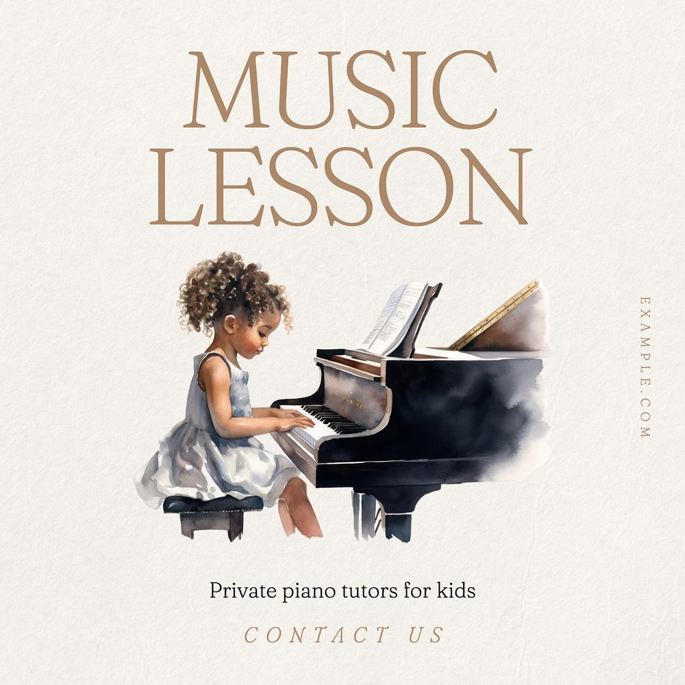 Music lesson Instagram post template, editable text