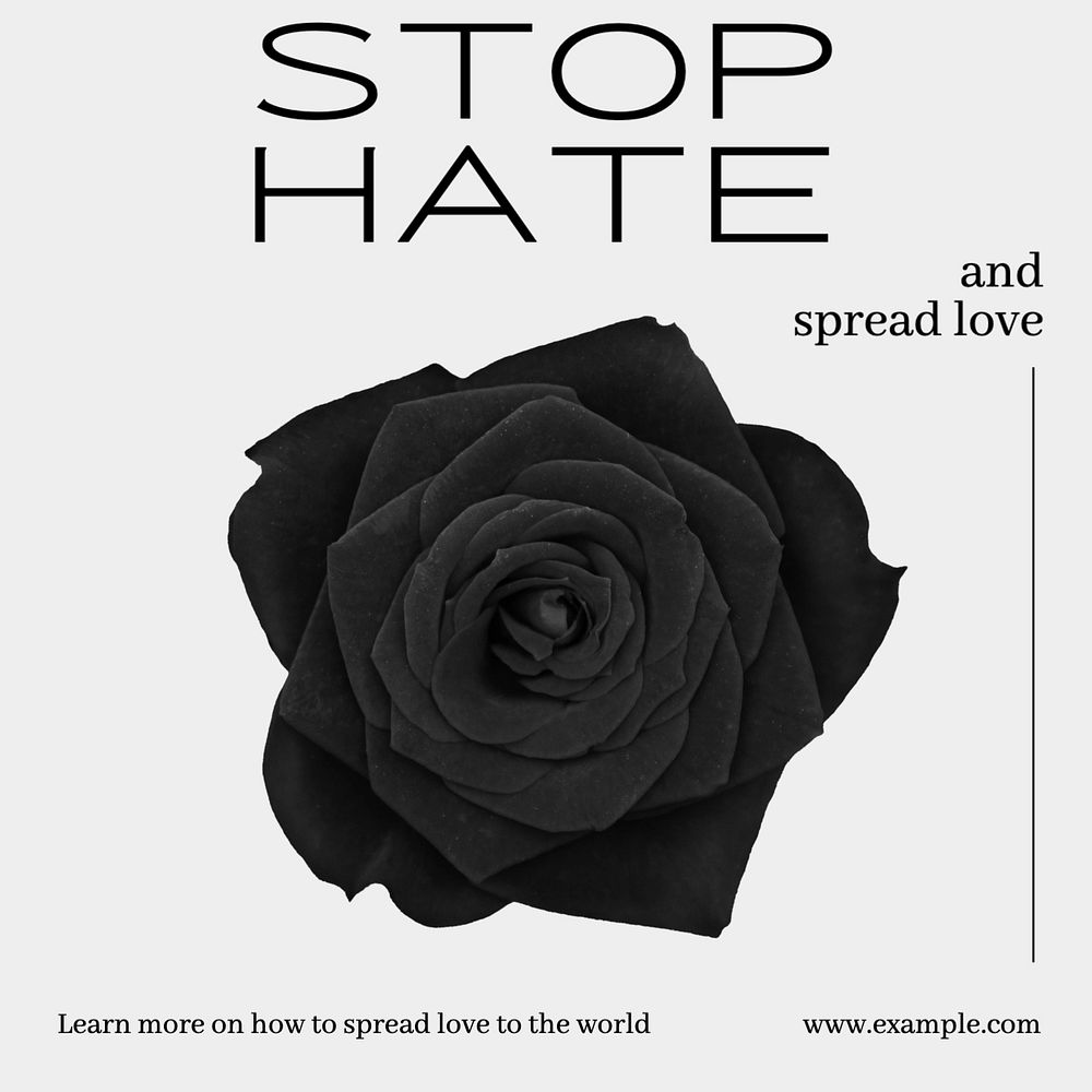 Stop hate Facebook post template, editable design