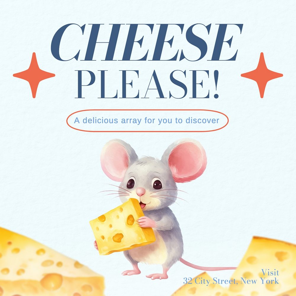 Cheese Instagram post template, editable text