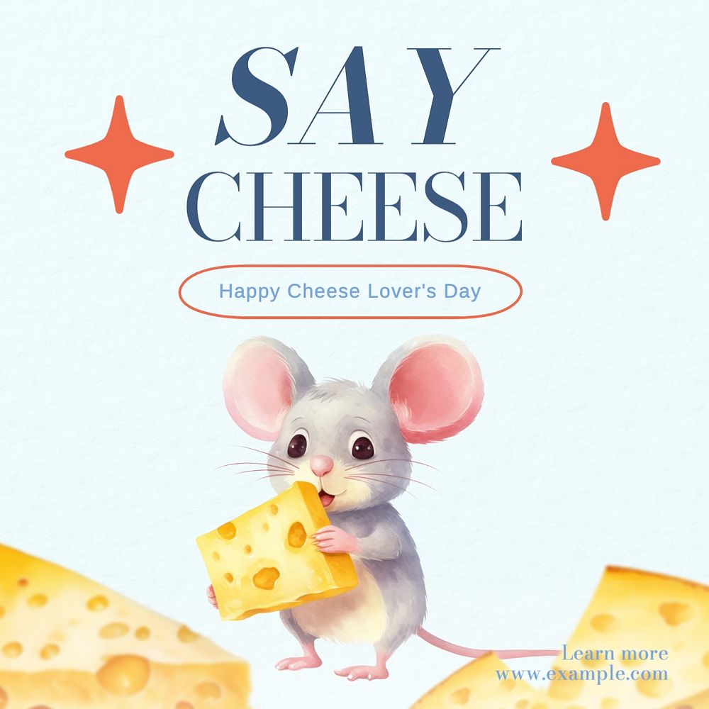 Cheese lover's day Instagram post template, editable text