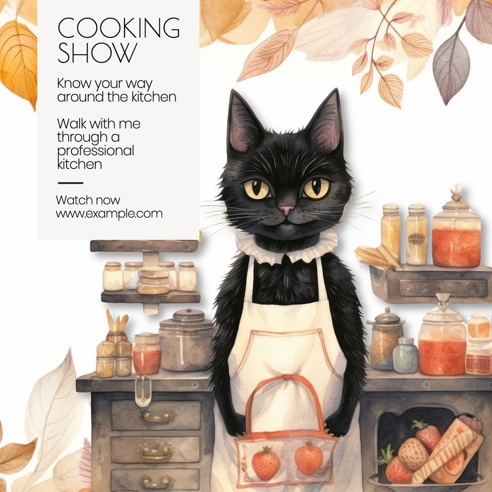 Cooking show Instagram post template, editable text