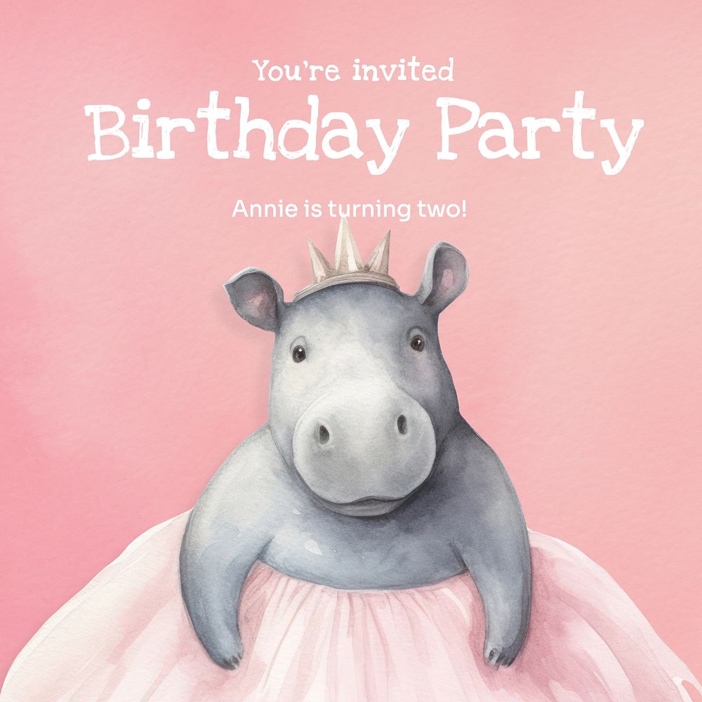 Birthday party Instagram post template, editable text