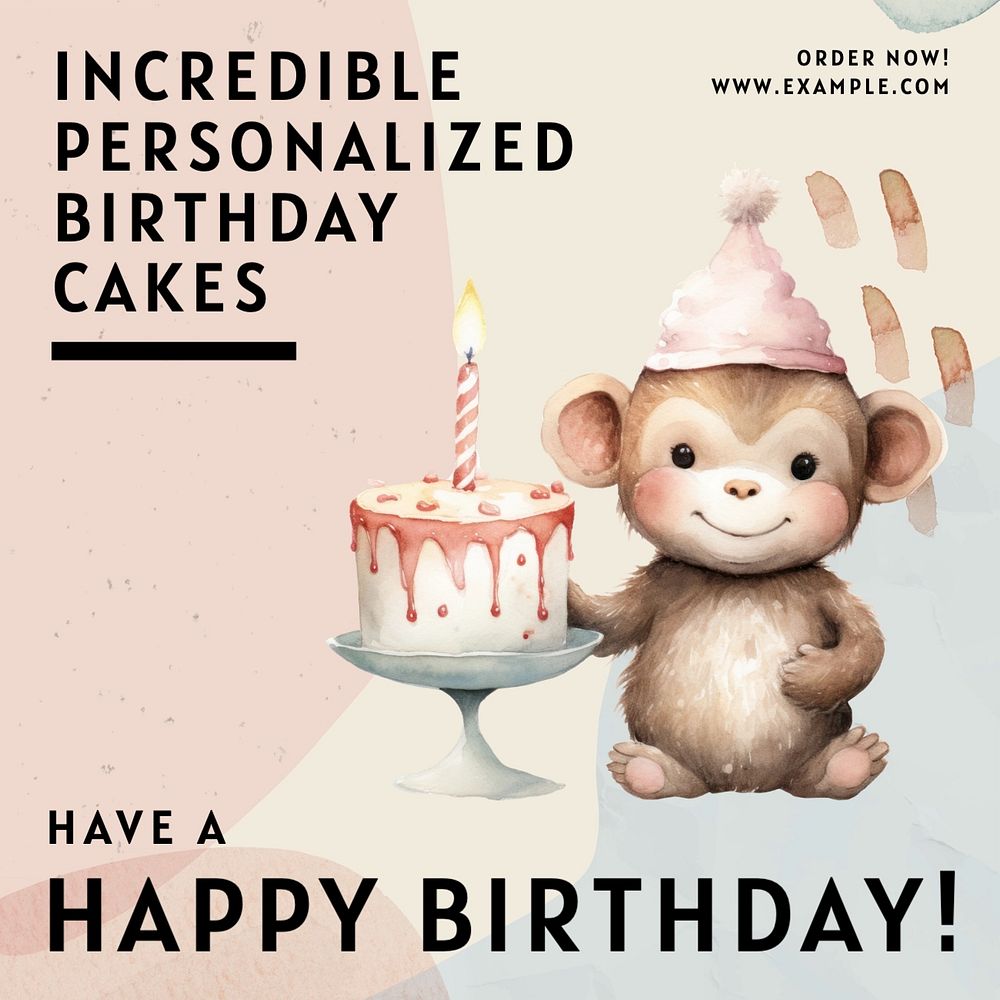 Happy birthday Instagram post template, editable text