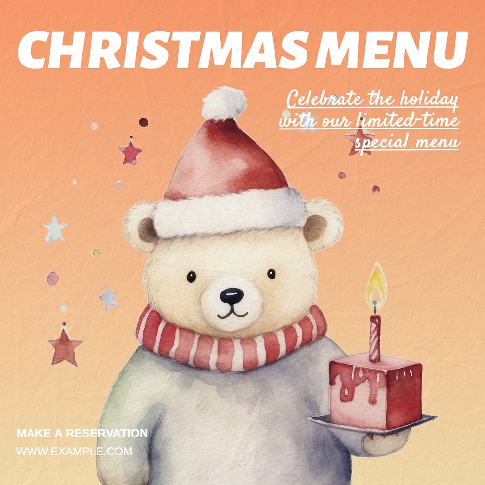 Christmas menu Instagram post template, editable text