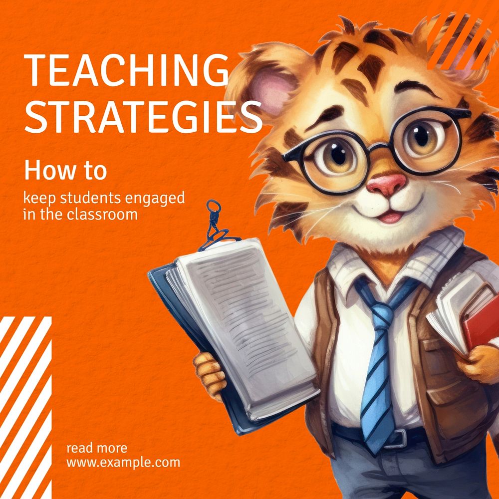 Teaching strategies Instagram post template, editable text