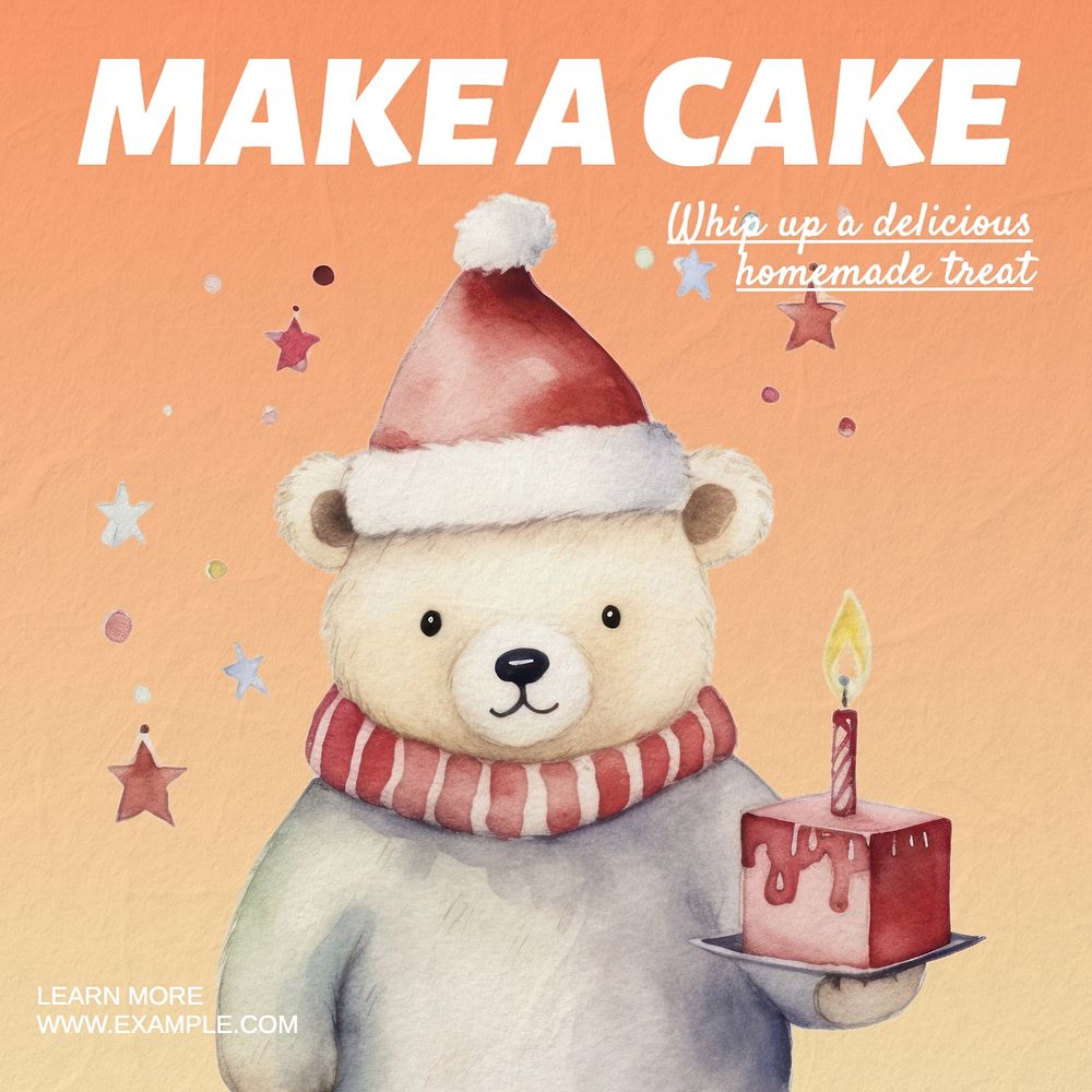 Cake making Instagram post template, editable text