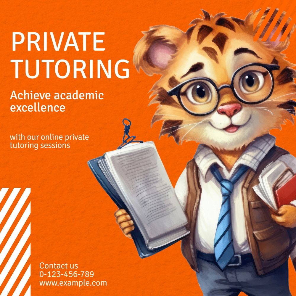 Private tutoring Instagram post template, editable text