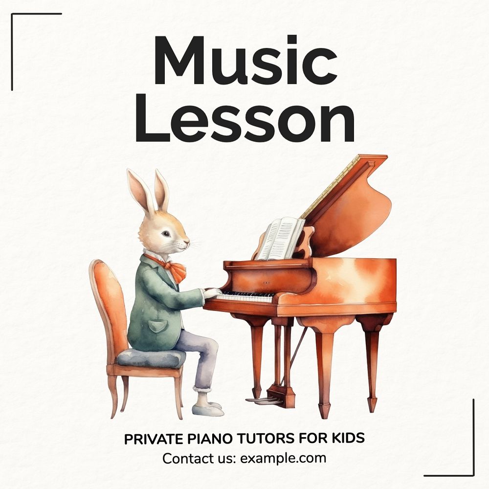 Music lesson Instagram post template, editable text