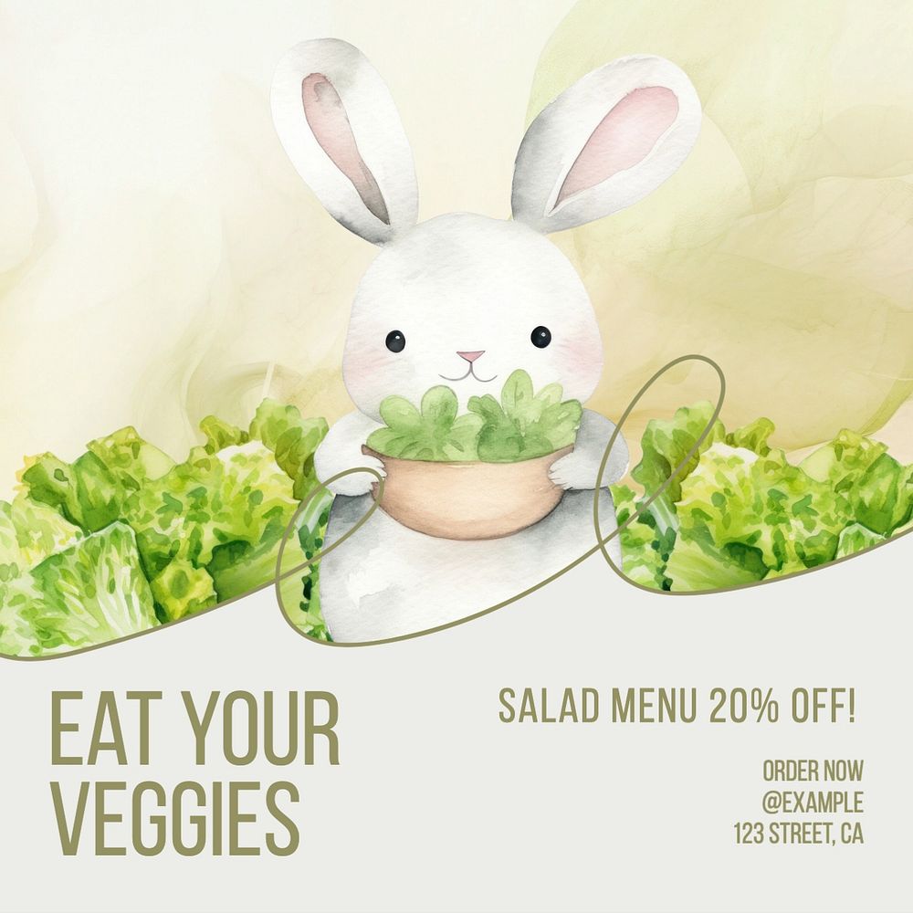 Eat your veggies Instagram post template, editable text