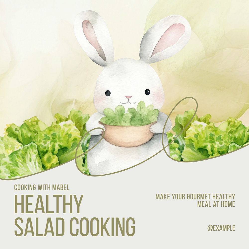 Healthy Cooking Tutorial Instagram post template, editable text