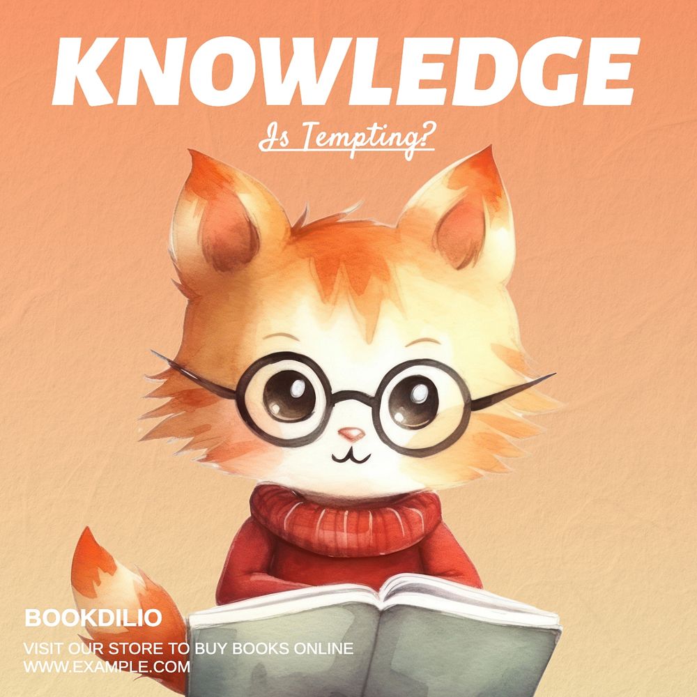 Knowledge & books Instagram post template, editable text