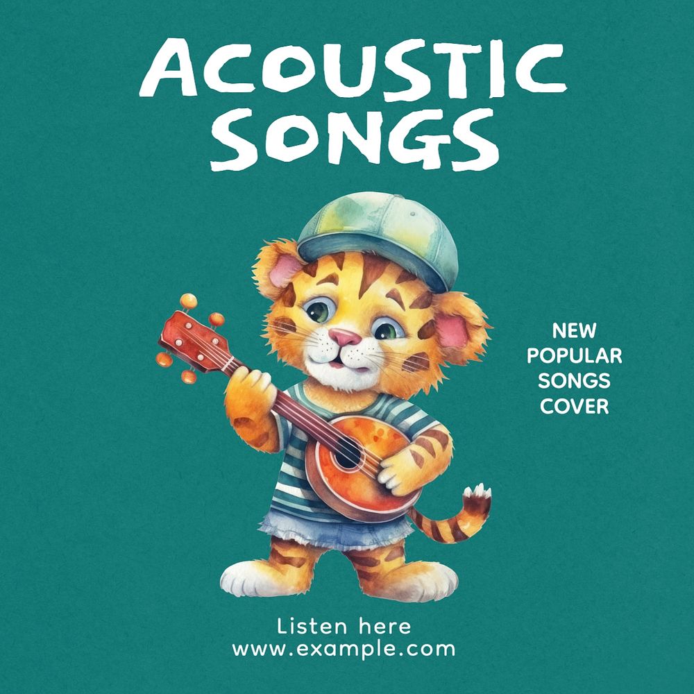 Acoustic songs Instagram post template, editable text