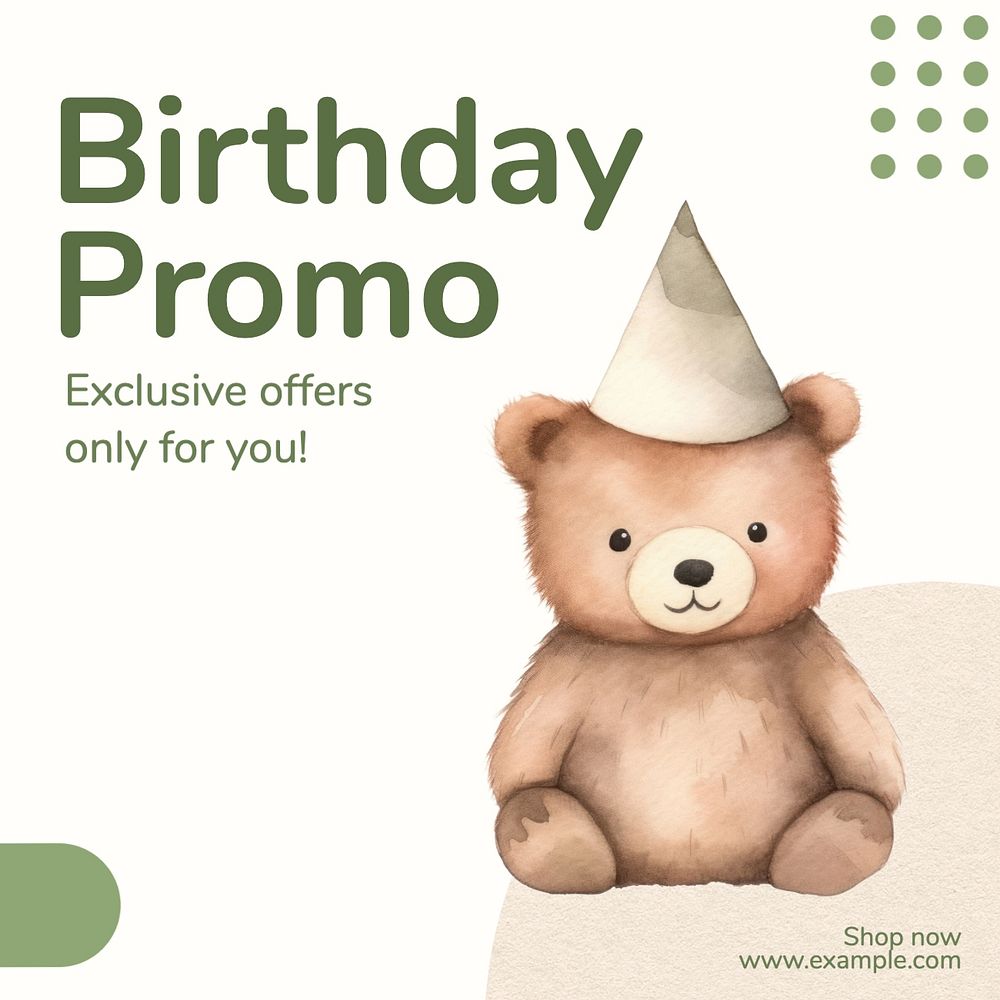 Birthday promo Instagram post template, editable text