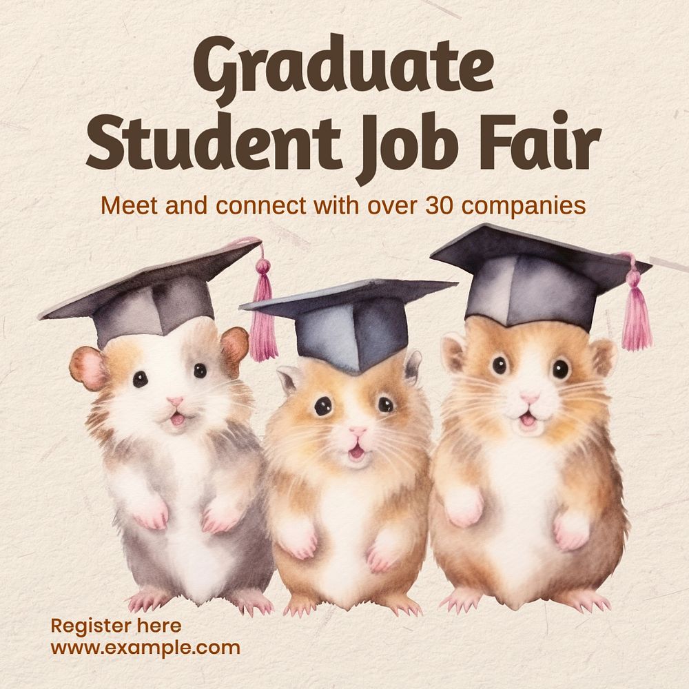 Graduate student job fair Instagram post template, editable text