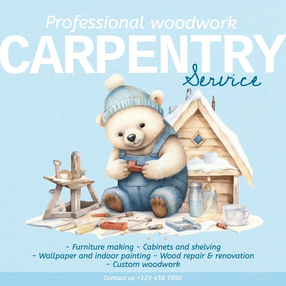 Carpentry service Instagram post template, editable text