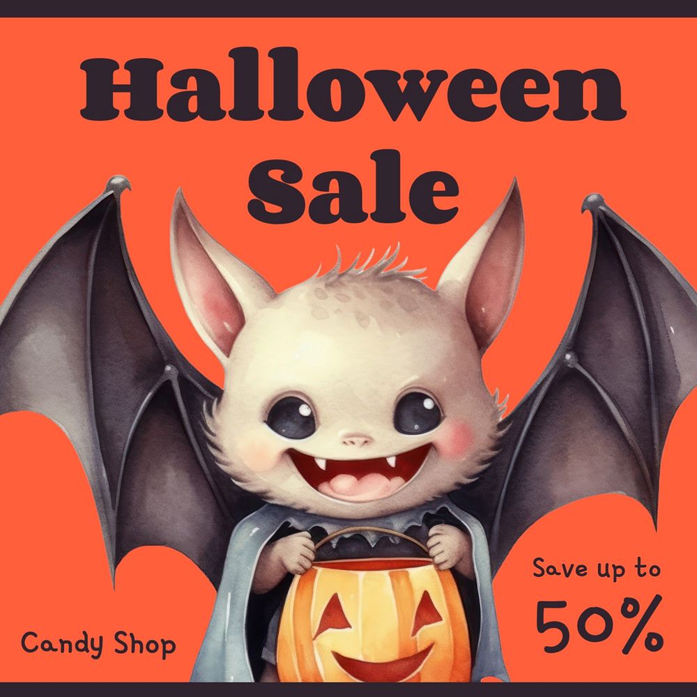 Halloween sale Instagram post template, editable text