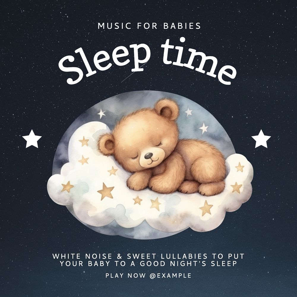 Baby's sleep music Facebook post template, editable text