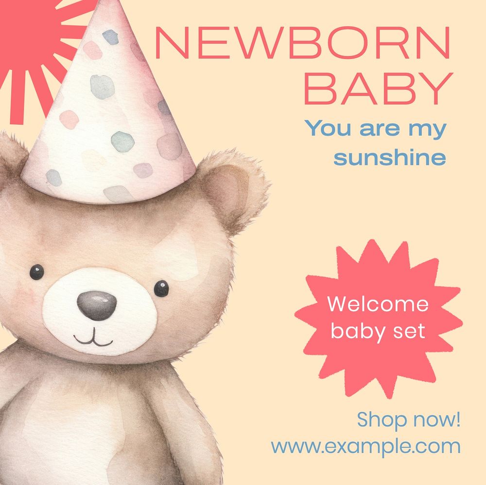 Baby essentials Instagram post template, editable text