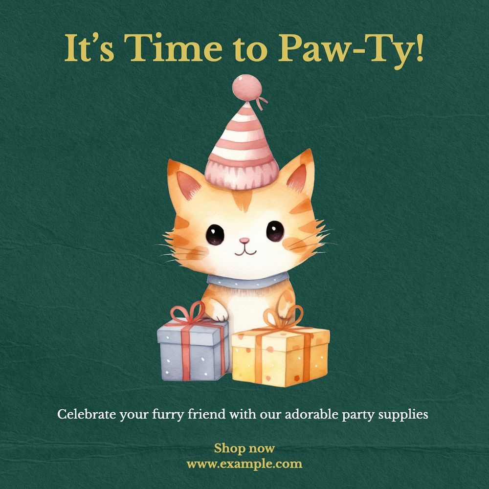 Dog birthday Instagram post template, editable text