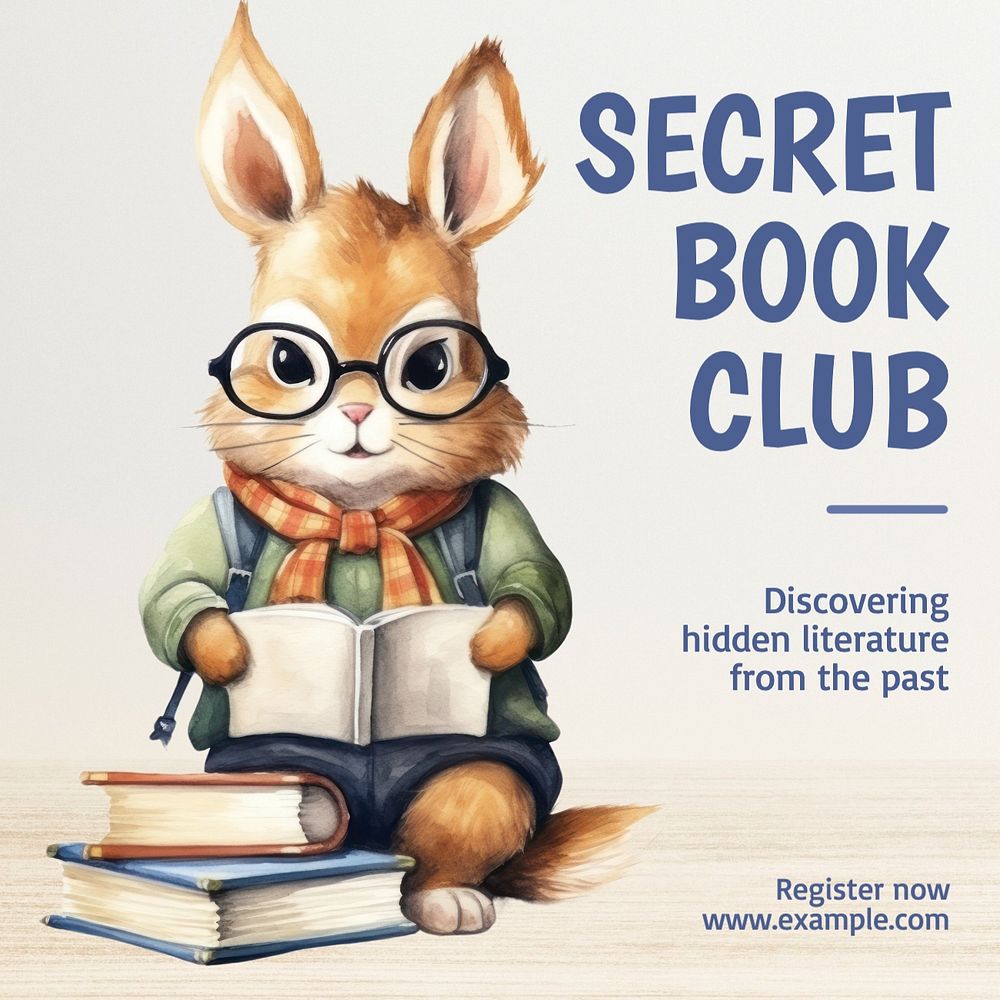 Secret book club Instagram post template, editable text