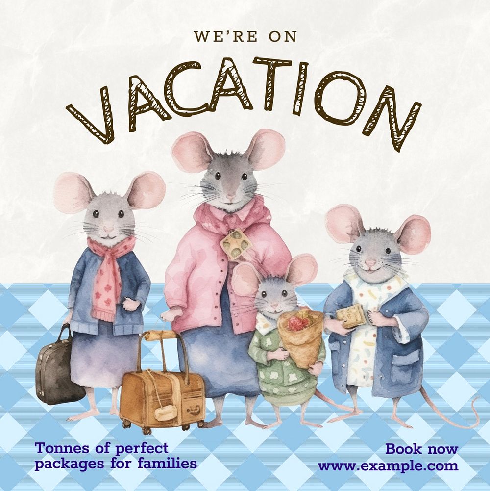 Vacation packages Instagram post template, editable text