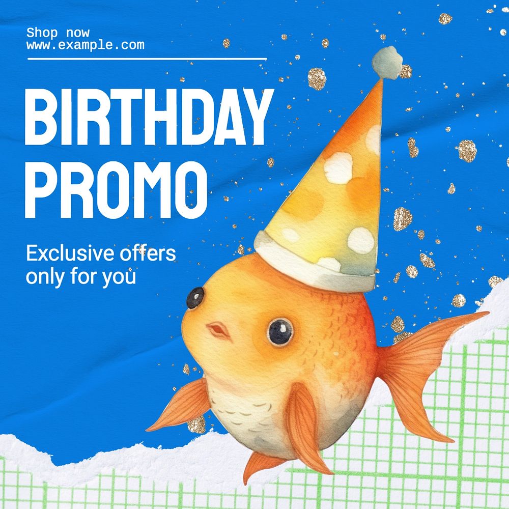 Birthday promo Instagram post template, editable text