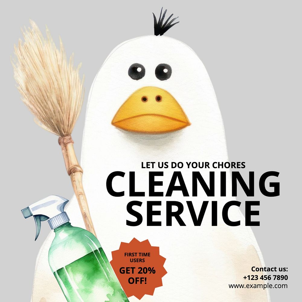 Cleaning service Instagram post template, editable text