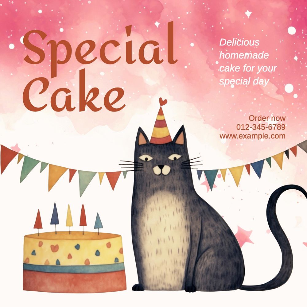 Special cake Instagram post template, editable text