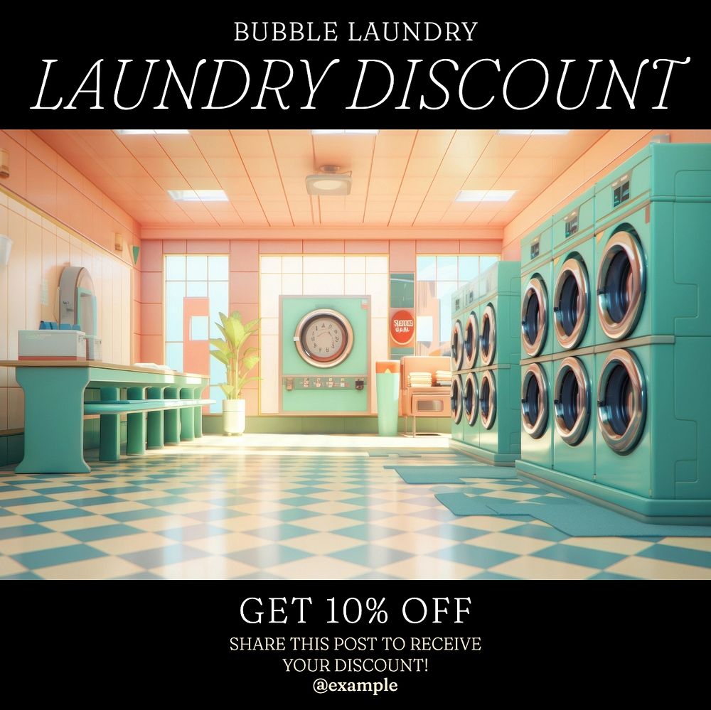 Laundry discount Instagram post template, editable text