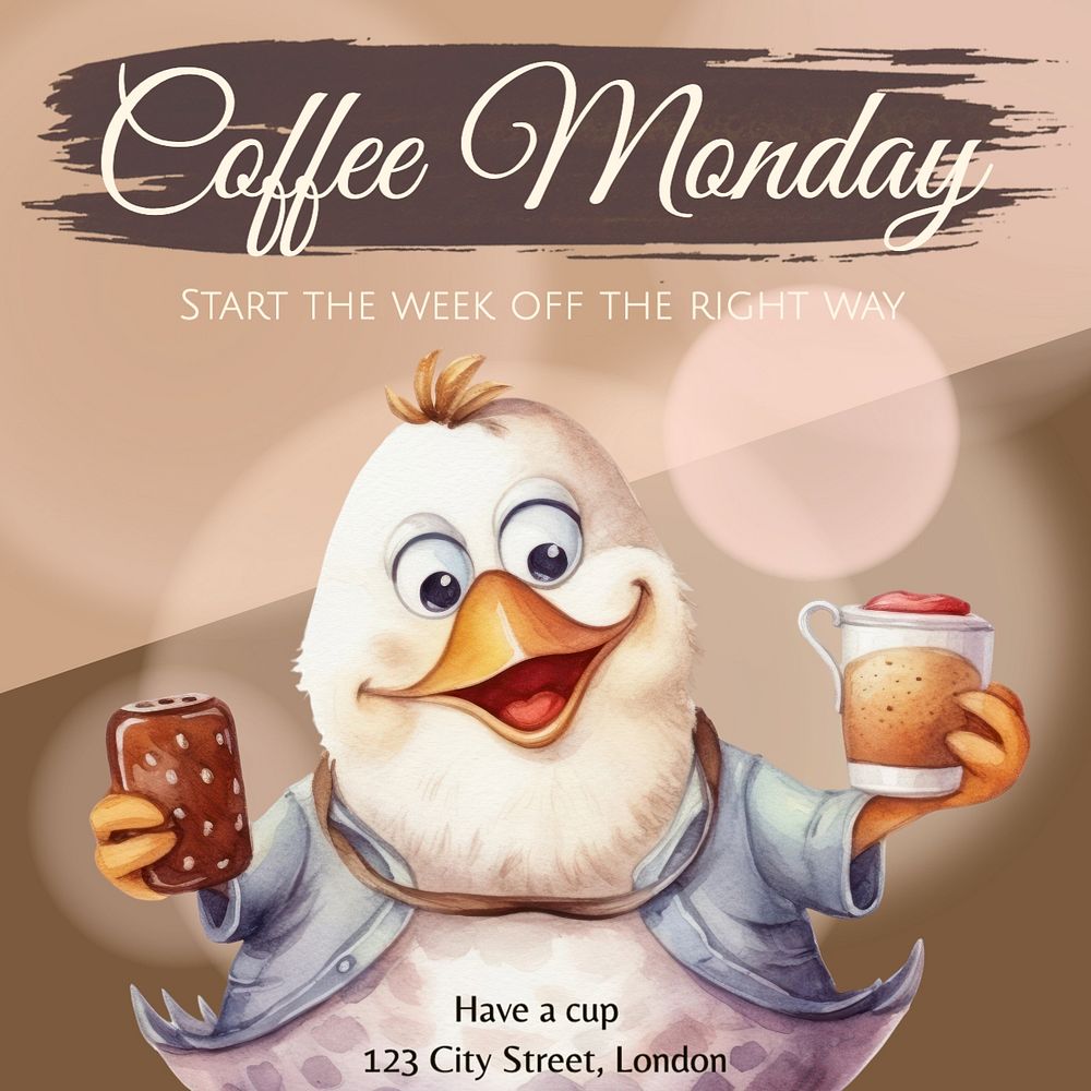 Coffee Monday Instagram post template, editable text