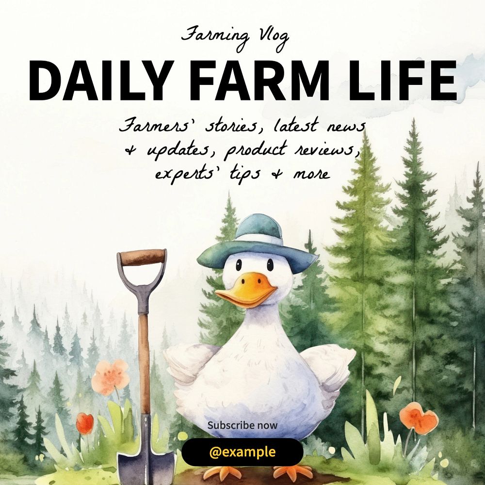 Farming vlog Instagram post template, editable text