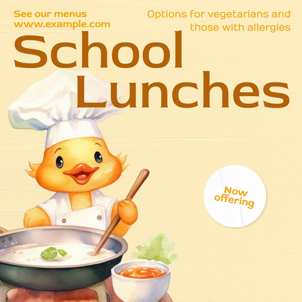 School lunches Instagram post template, editable text