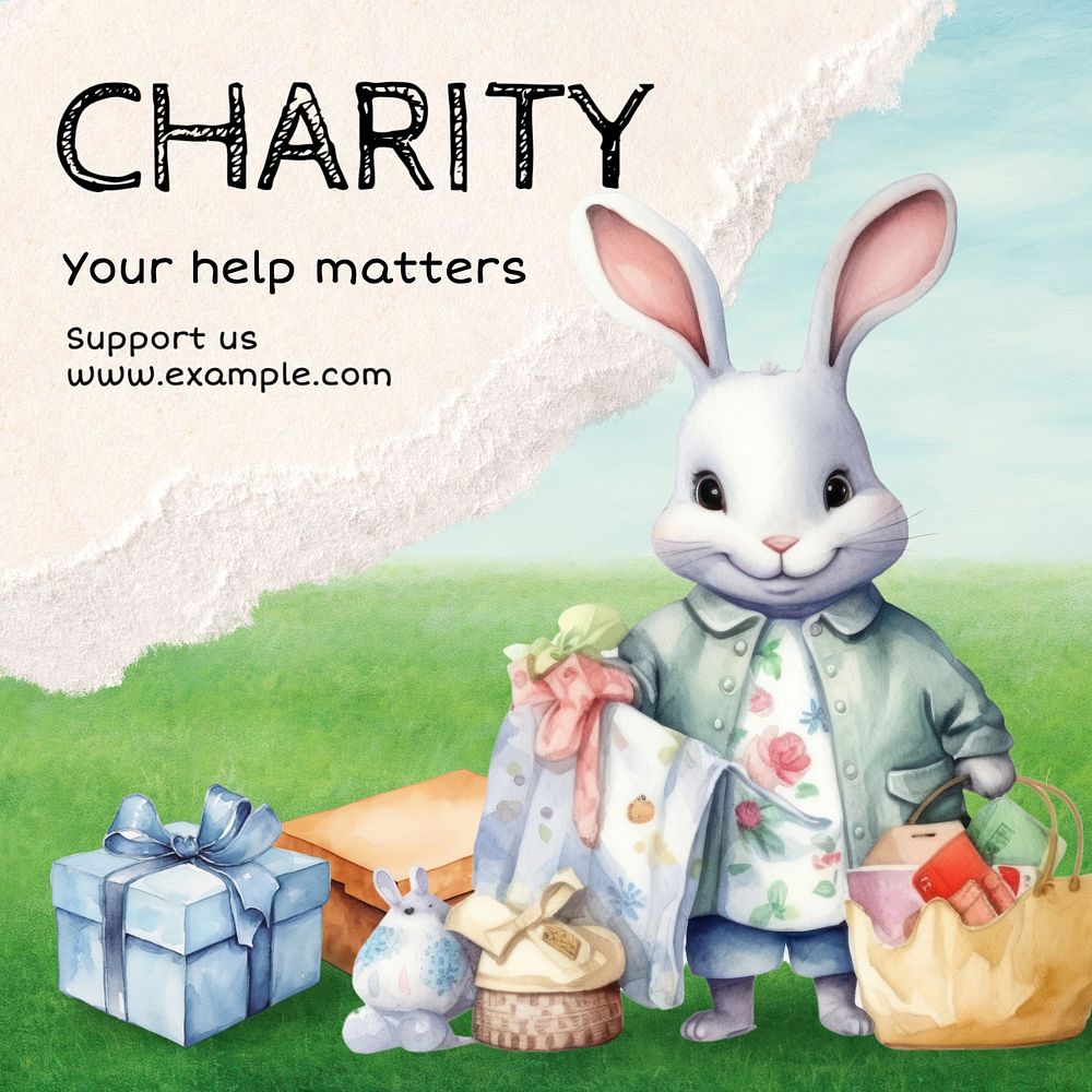 Charity Instagram post template, editable text