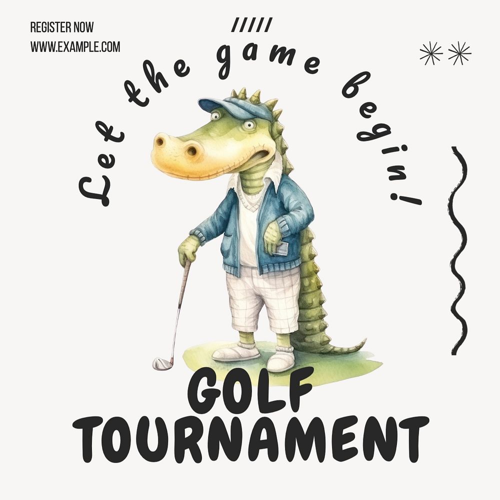 Golf tournament Instagram post template, editable text