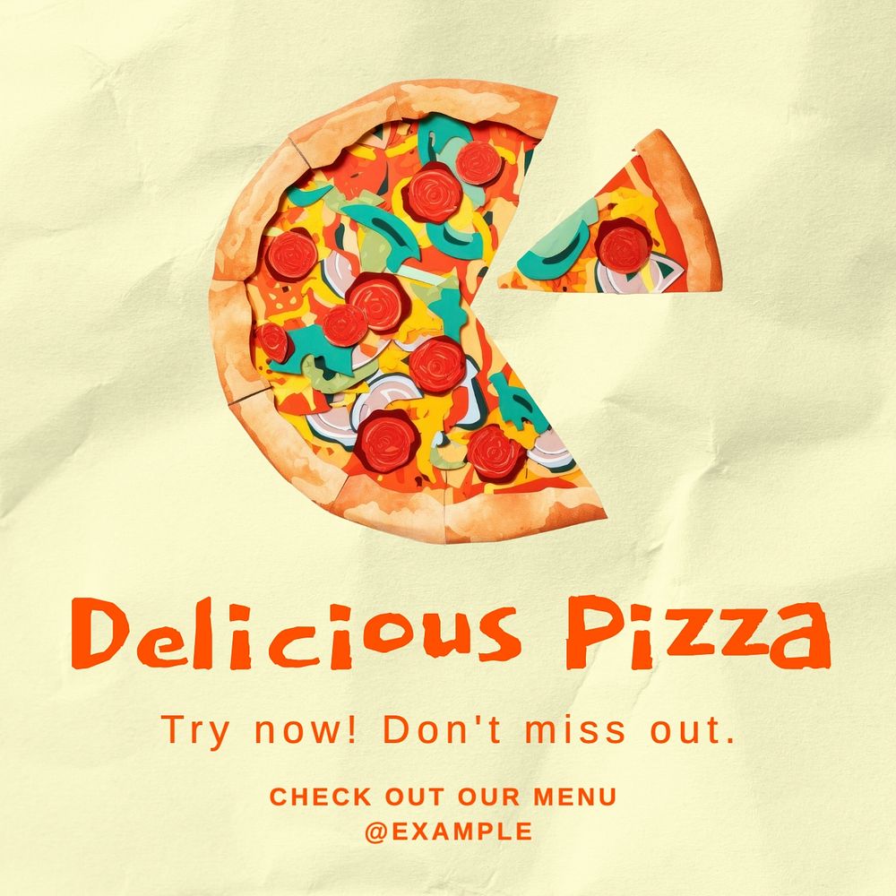 Pizza & restaurant Instagram post template, editable text