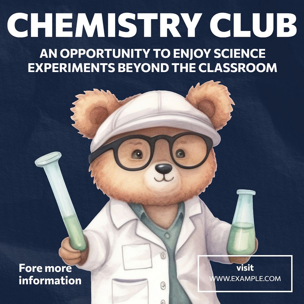 Chemistry club Instagram post template, editable text