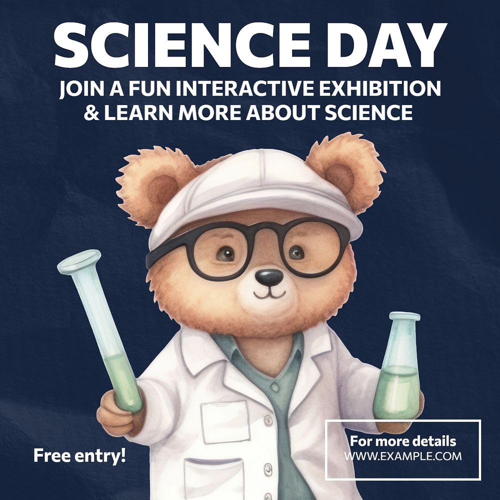 Science Day Instagram post template, editable text