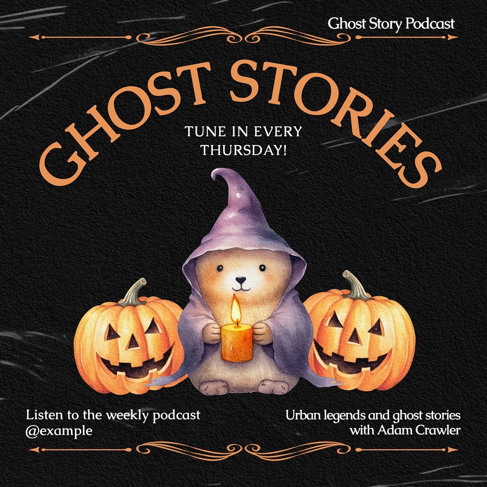 Ghost stories Instagram post template, editable text