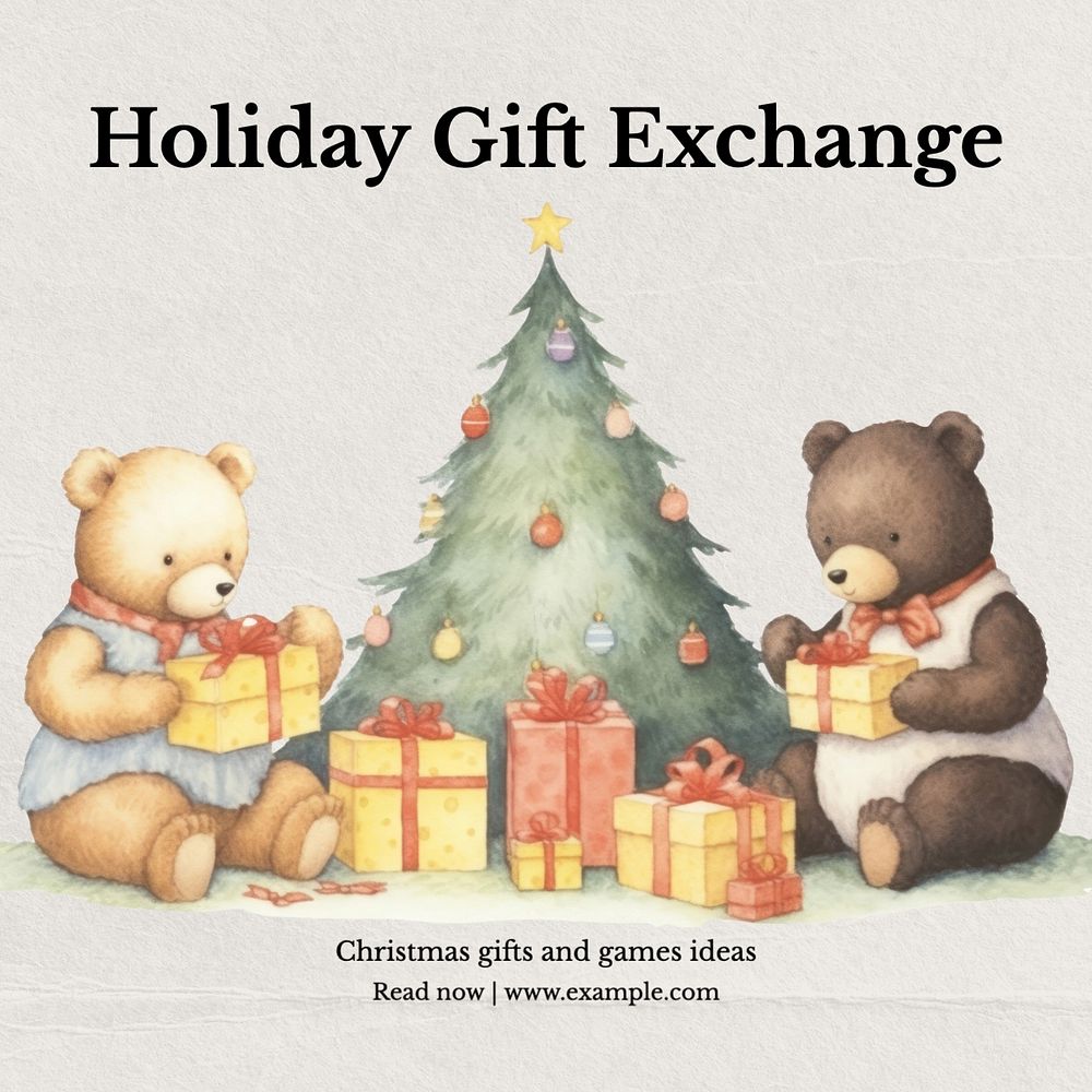 Holiday gift exchange Instagram post template, editable text