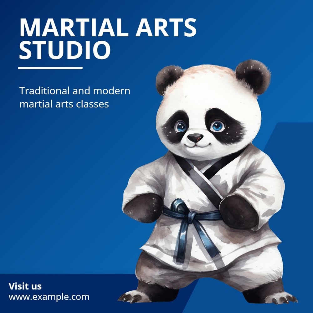 Martial arts studio Instagram post template, editable text