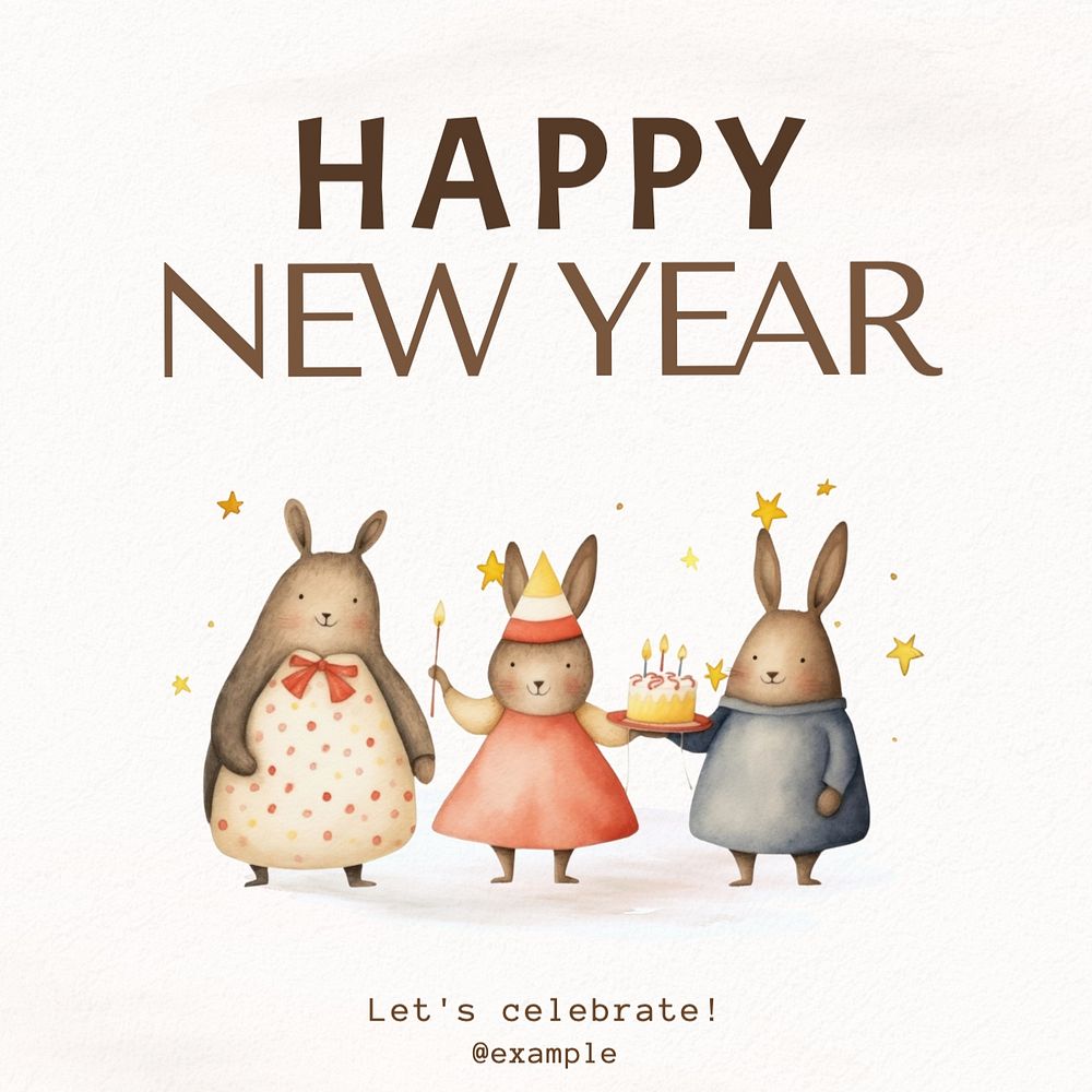 Happy new year Instagram post template, editable text