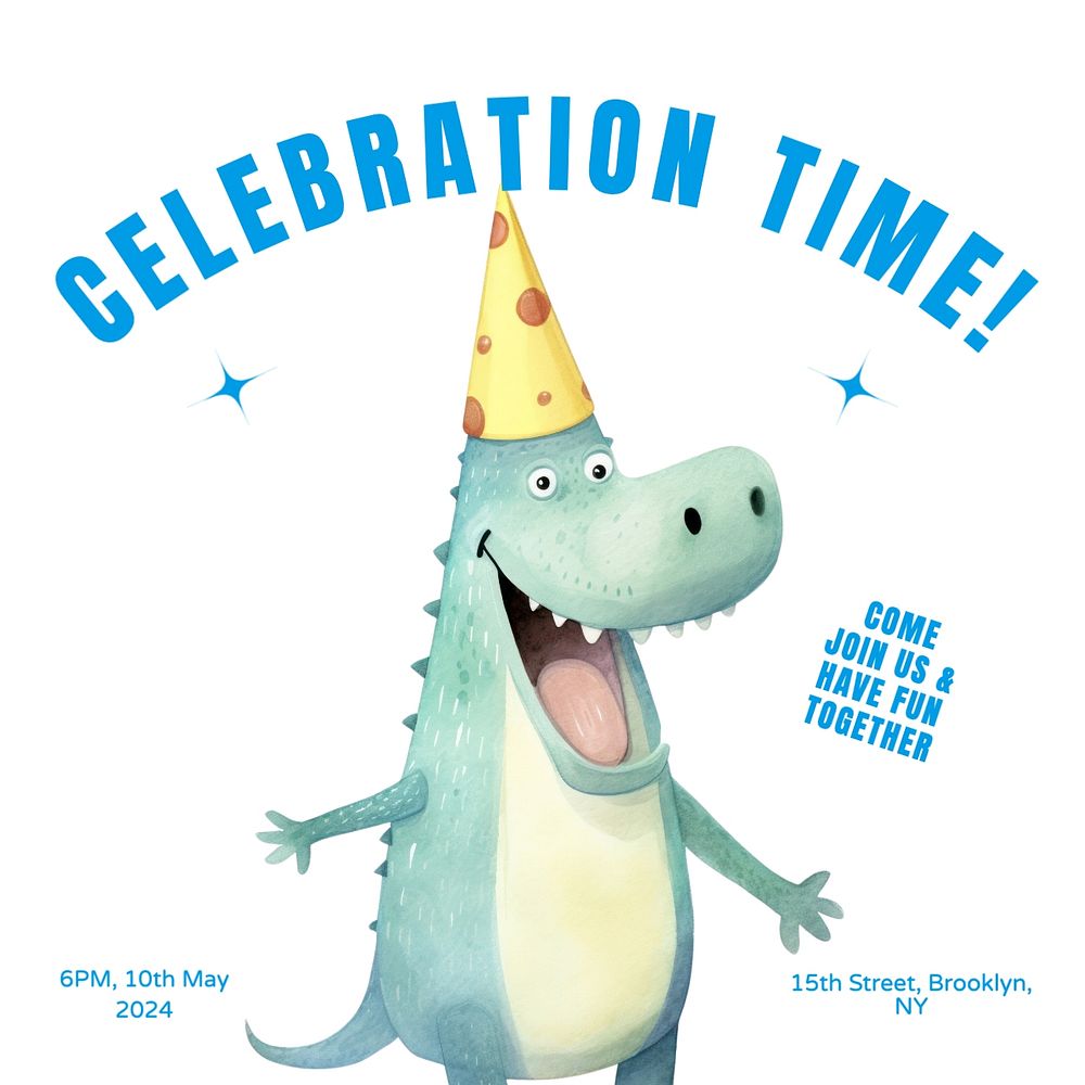 Celebration time Instagram post template, editable text